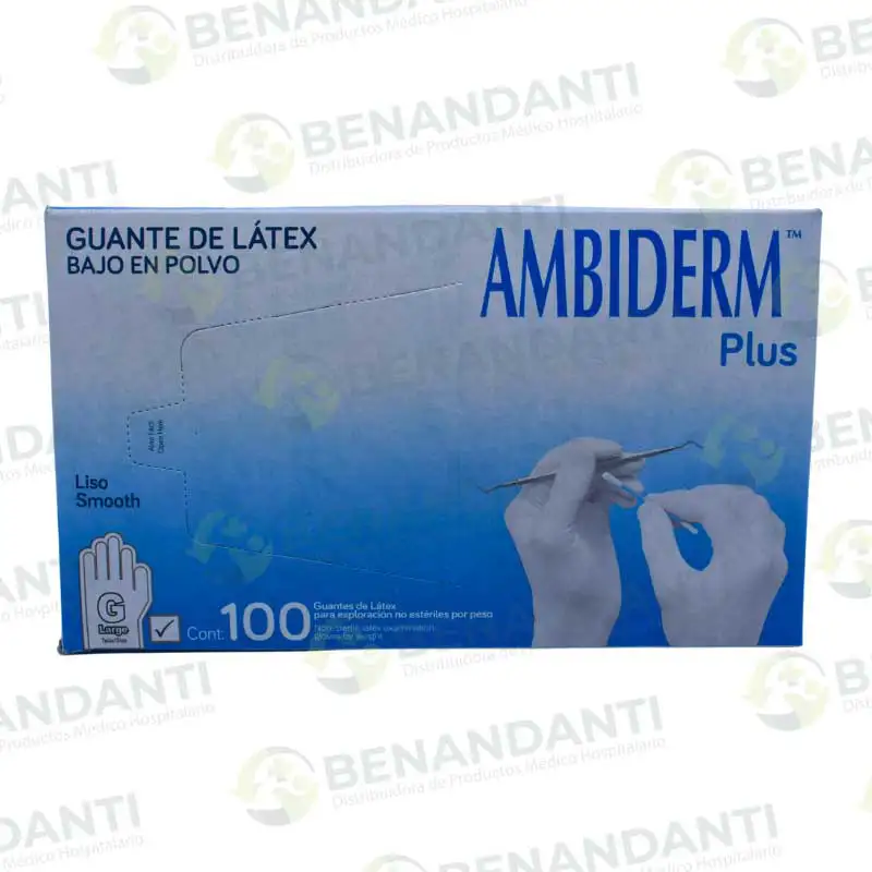 GUANTES DESCARTABLES PLUS BLANCO GRANDE CAJA (50PARES)AMBIDERM