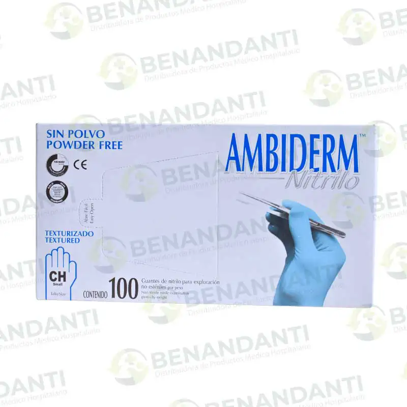 GUANTE NITRILO AZUL TALLA ´S´   C/100UNI AMBIDERM