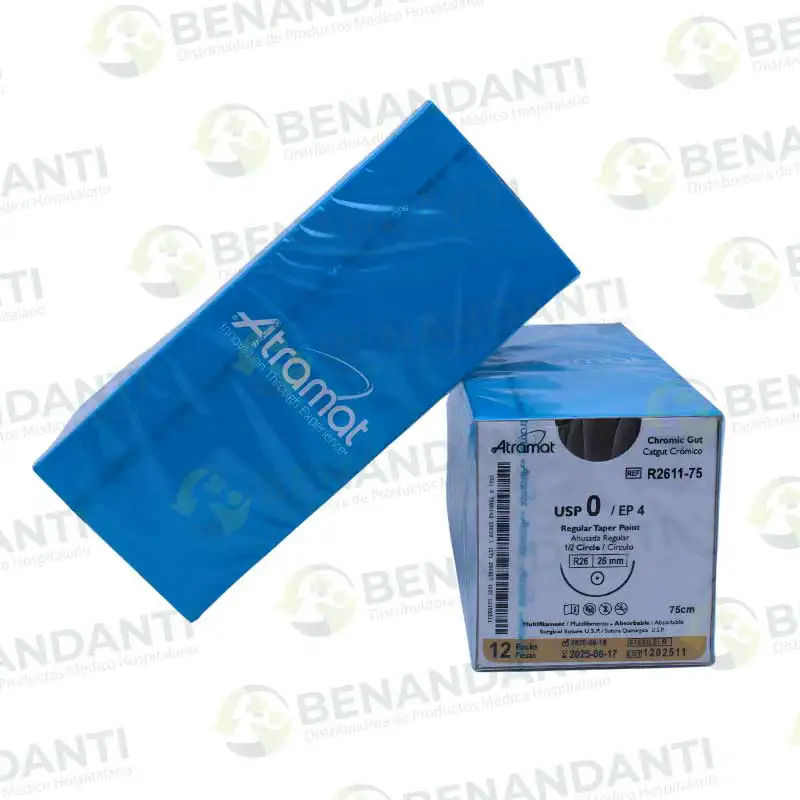 SUTURAS CATGUT CROMICO # 0, 75 CM R-26 AHUSADA REG. ATRAMAT
