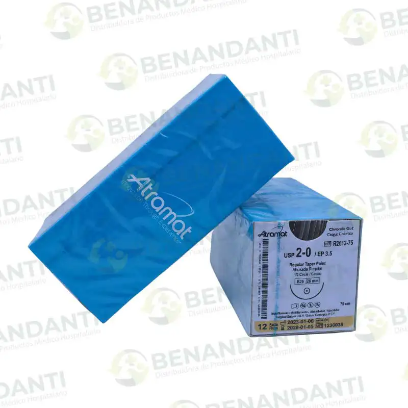 SUTURAS CATGUT CROMICO # 2-0, 75 CM R-26  REGULAR  ATRAMAT