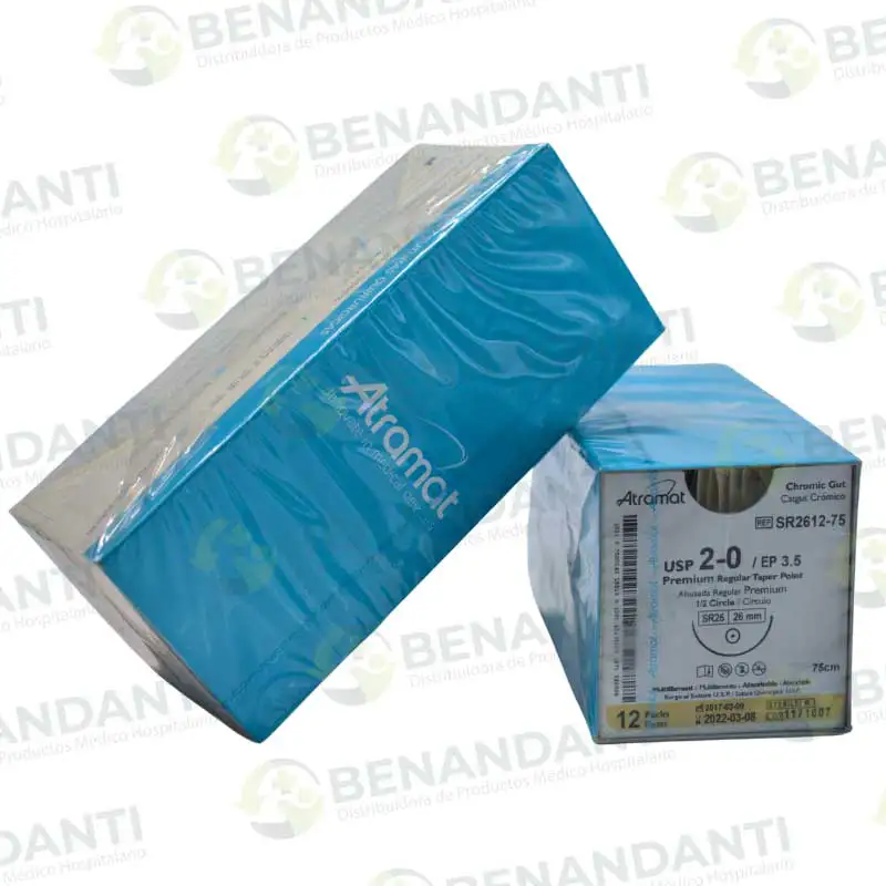 SUTURAS CATGUT CROMICO # 2-0, 75 CM SR-26 REGULAR ATRAMAT