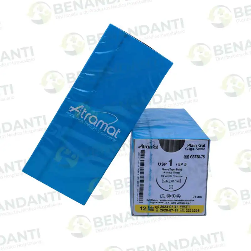 SUTURAS CATGUT SIMPLE # 1, 75 CM  G-37 AHUSADA GRUESA ATRAMAT
