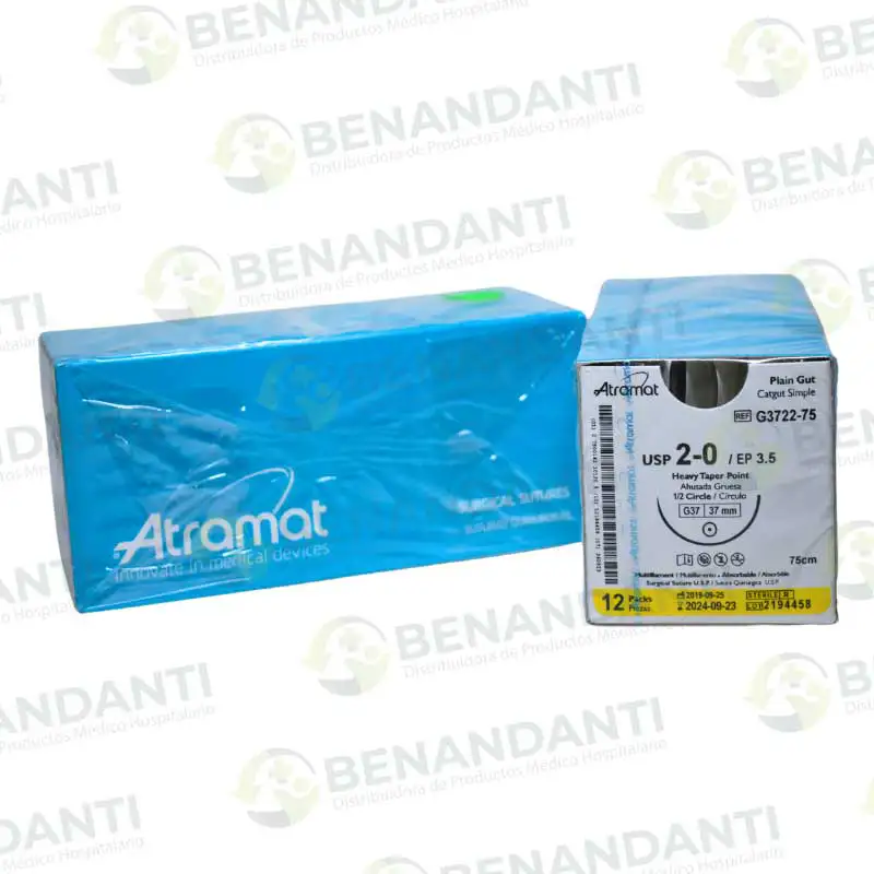 SUTURAS CATGUT SIMPLE # 2-0, 75 CM  G-37  GRUESA ATRAMAT