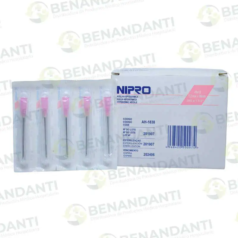 AGUJAS HIPODERMICA # 18G x 1 1/2 NIPRO (CAJA 100 UNIDADES)