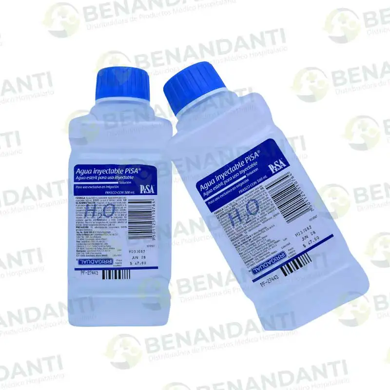 AGUA ESTERIL INYECTABLE DE 500 ML CON TAPA ROSCA CON LAMINTA PISA
