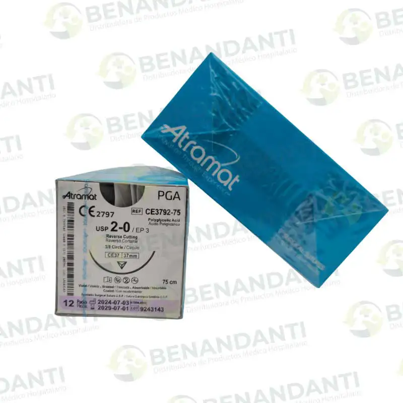 SUTURAS PGA # 2-0 75 CM CE-37 REVERSO CORTANTE ATRAMAT